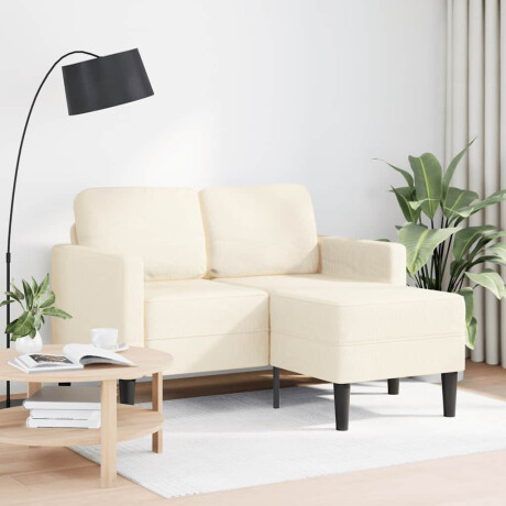 vidaXL 2-zitsbank met ligstoel L-vormig crèmekleurig 125 cm linnen afbeelding2 - 1