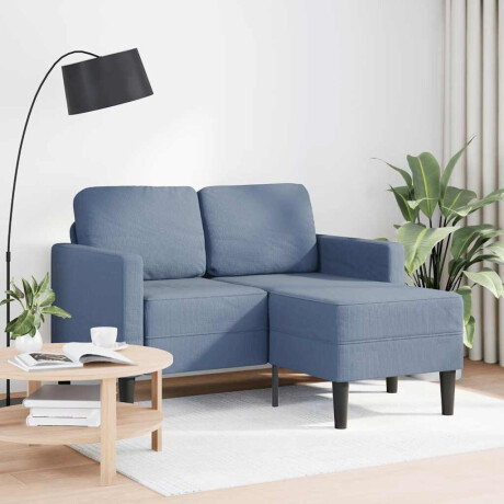 vidaXL 2-zitsbank met ligstoel L-vormig 125 cm linnen blauw afbeelding2 - 1