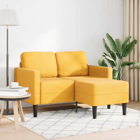 vidaXL 2-zitsbank met ligstoel L-vormig lichtgeel 125 cm linnen afbeelding2 - 1