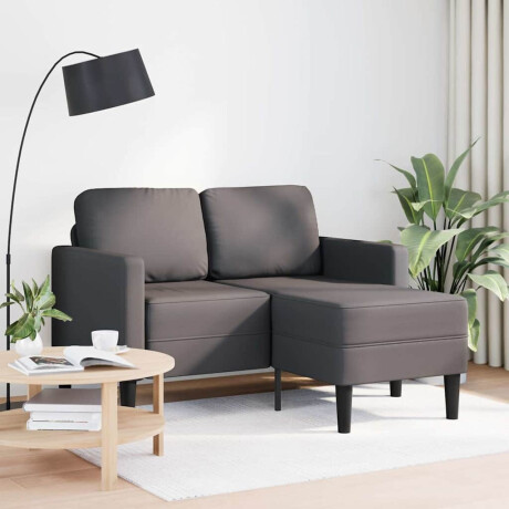 vidaXL 2-zitsbank met chaise longue, L-vormig, grijs, 125 cm, kunstleer afbeelding2 - 1