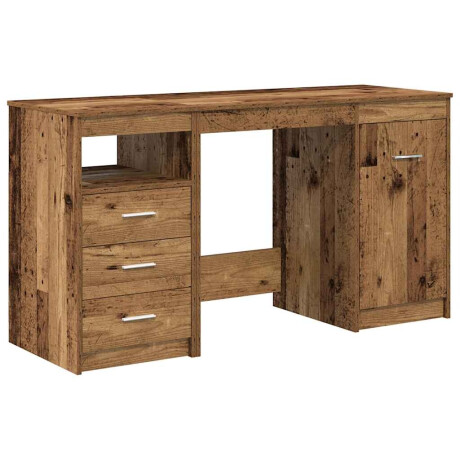vidaXL Bureau met kast Oud hout Bewerkt hout afbeelding2 - 1