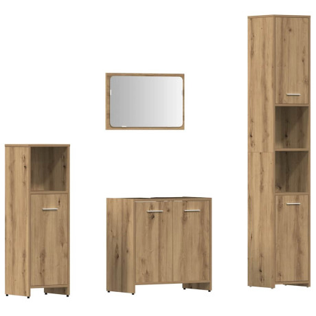 vidaXL 4-delige Badkamermeubelset bewerkt hout artisanaal eikenkleur afbeelding2 - 1
