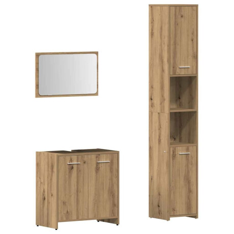 vidaXL 3-delige Badkamermeubelset bewerkt hout artisanaal eikenkleur afbeelding2 - 1