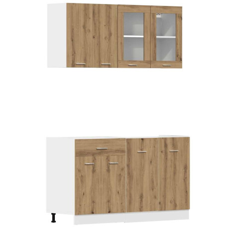 vidaXL 4-delige Keukenkastenset Lyon bewerkt hout artisanaal eikenkleurig afbeelding2 - 1
