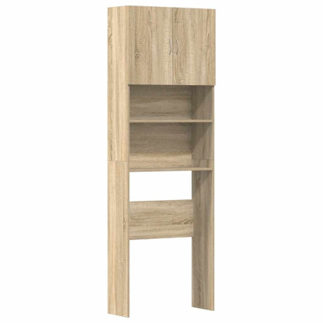 vidaXL Wasmachinekast 64x24x190 cm bewerkt hout en sonoma eikenkleurig afbeelding2 - 1