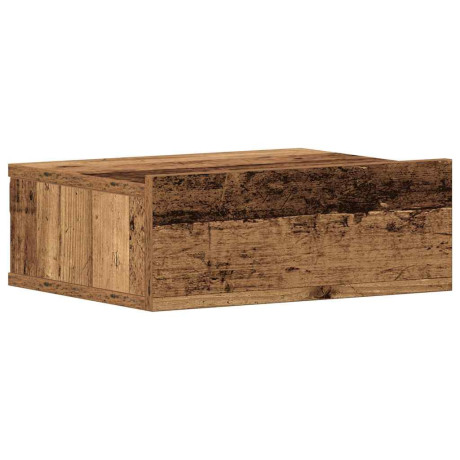 vidaXL Nachtkastje zwevend 40x32x15 cm bewerkt hout oud houtkleurig afbeelding2 - 1