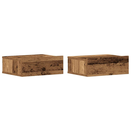 vidaXL Nachtkastjes 2 st zwevend 40x32x15 cm bewerkt hout oud hout afbeelding2 - 1