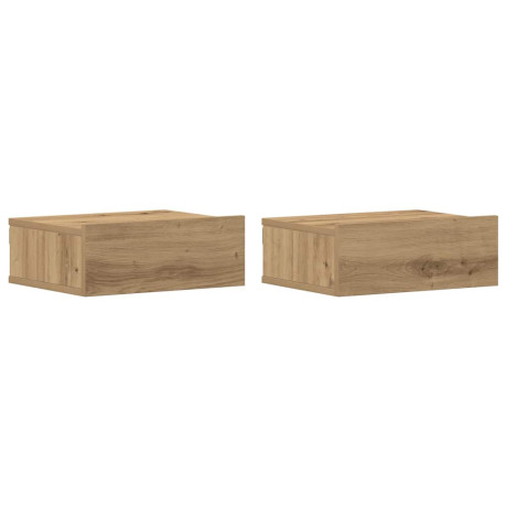 vidaXL Nachtkastjes 2 st zwevend 40x32x15 cm hout artisanaal eiken afbeelding2 - 1