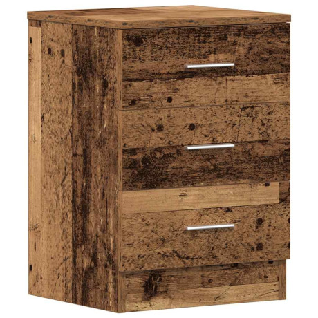 vidaXL Nachtkastje 38x35x55 cm bewerkt hout oud houtkleurig afbeelding2 - 1