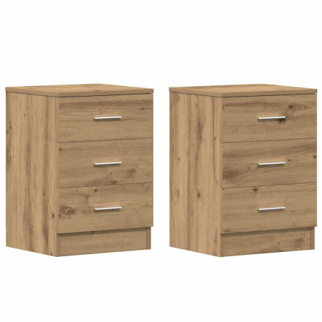vidaXL Nachtkastjes 2 st 38x35x55cm bewerkt hout artisanaal eikenkleur afbeelding2 - 1