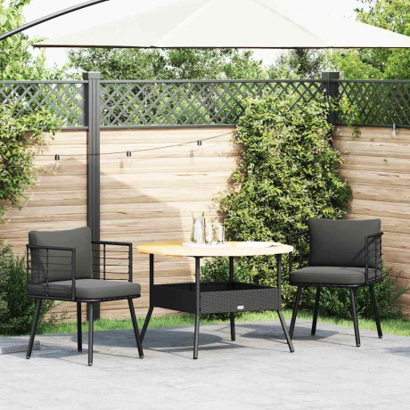 vidaXL Tuinstoelen 2 st met kussens poly rattan zwart afbeelding2 - 1