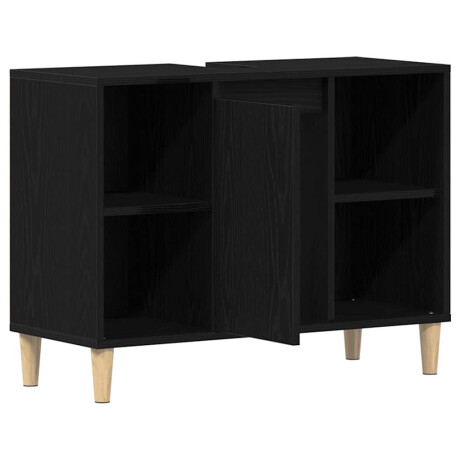 vidaXL Spoelbakkast 80x33x60 cm bewerkt hout zwart eikenkleurig afbeelding2 - 1