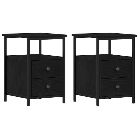 vidaXL Nachtkastjes 2 st 34x35,5x50 cm bewerkt hout zwart eikenkleurig afbeelding2 - 1