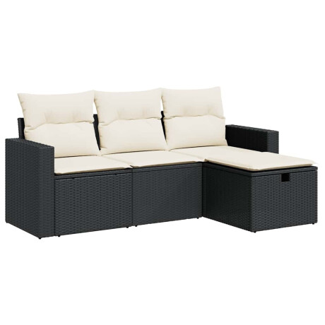vidaXL 4-delige Loungeset met kussens poly rattan zwart afbeelding2 - 1