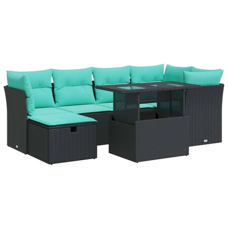 vidaXL 7-delige Loungeset met kussens poly rattan acacia zwart afbeelding2 - 1