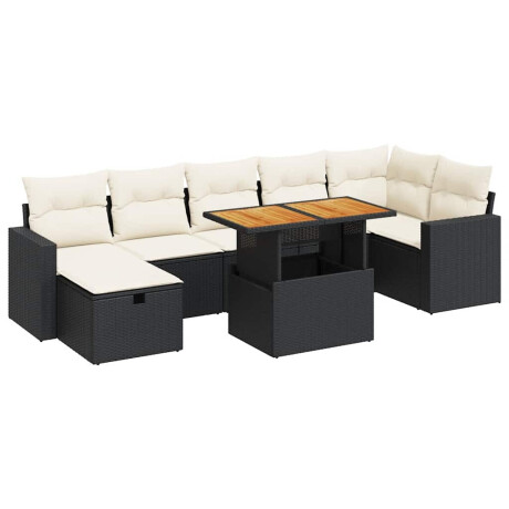 vidaXL 5-delige Loungeset met kussens poly rattan acacia zwart afbeelding2 - 1