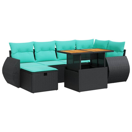 vidaXL 7-delige Loungeset met kussens poly rattan acacia grijs afbeelding2 - 1