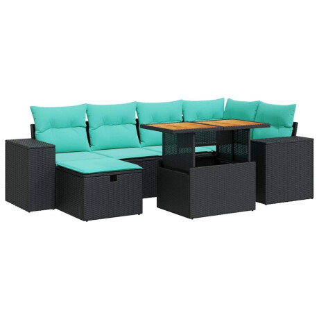 vidaXL 7-delige Loungeset met kussens poly rattan acacia grijs afbeelding2 - 1
