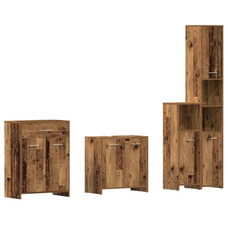 vidaXL 4-delige Badkamermeubelset bewerkt hout oud houtkleurig afbeelding2 - 1