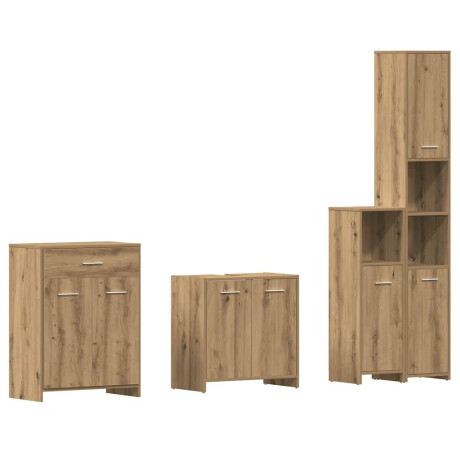 vidaXL 4-delige Badkamermeubelset bewerkt hout artisanaal eikenkleur afbeelding2 - 1