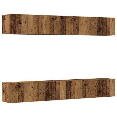 vidaXL 4-delige wand-tv-meubelset van oud hout, 100x30x30 cm afbeelding2 - 1