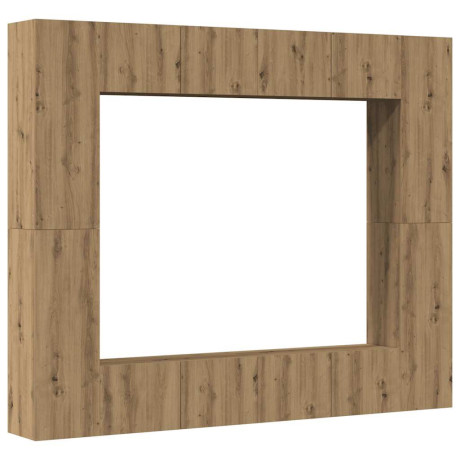vidaXL 8-delig Tv-meubelset wandmontage bewerkt hout artisanaal eiken afbeelding2 - 1