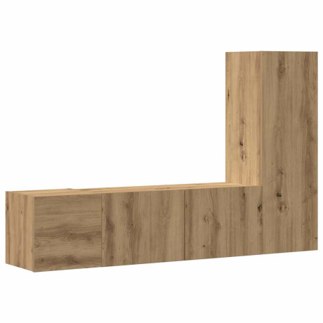 vidaXL Tv-wandkasten 3 st bewerkt hout artisanaal eikenkleurig afbeelding2 - 1