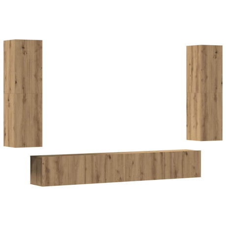 vidaXL Tv-wandkasten 4 st bewerkt hout artisanaal eikenkleurig afbeelding2 - 1