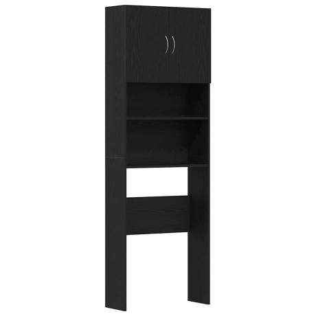 vidaXL Wasmachinekast 64x24x190 cm spaanplaat zwart eikenkleurig afbeelding2 - 1
