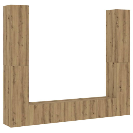 vidaXL Tv-wandkasten 6 st bewerkt hout artisanaal eikenkleurig afbeelding2 - 1