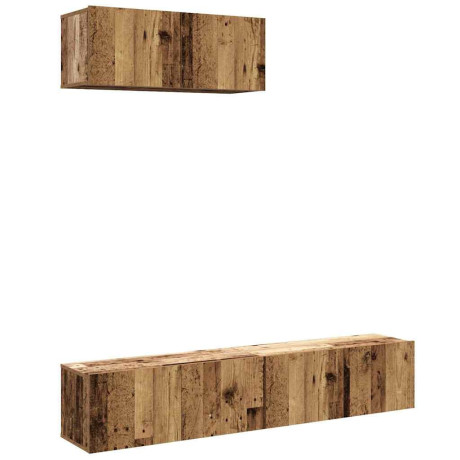 vidaXL 3-delig Tv-meubelset wandmontage bewerkt hout oud houtkleurig afbeelding2 - 1