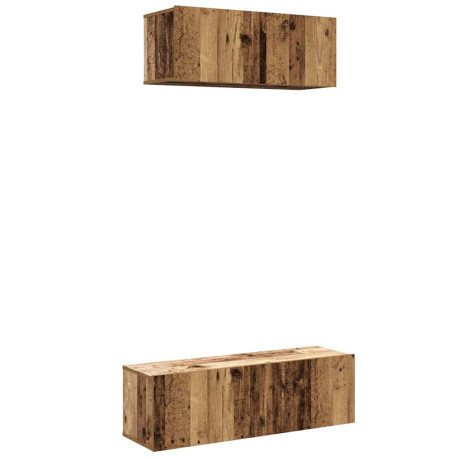 vidaXL 2-delig Tv-meubelset wandmontage bewerkt hout oud houtkleurig afbeelding2 - 1