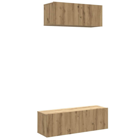 vidaXL 2-delig Tv-meubelset wandmontage bewerkt hout artisanaal eiken afbeelding2 - 1