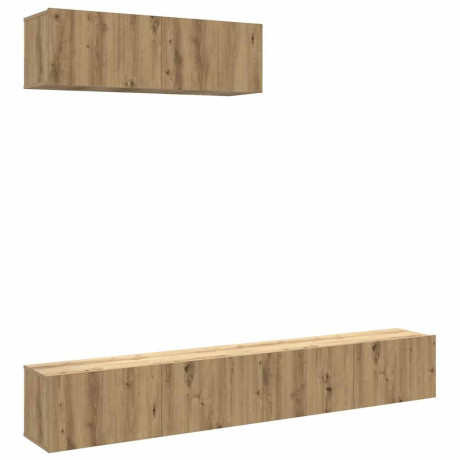 vidaXL Tv-wandkasten 3 st 100x30x30 cm bewerkt hout artisanaal eiken afbeelding2 - 1