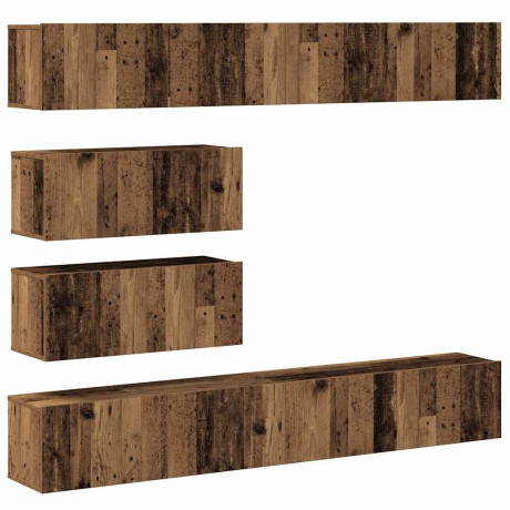 vidaXL 6-delig Tv-meubelset wandmontage bewerkt hout oud houtkleurig afbeelding2 - 1