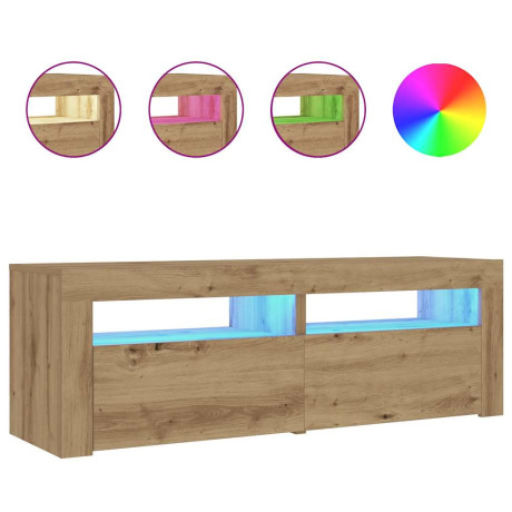 vidaXL Nachtkastjes 2 st met LED's 60x35x40 cm artisanaal eikenkleur afbeelding2 - 1