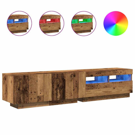 vidaXL Tv-meubel met LED 180x35x40 cm bewerkt hout oud hout afbeelding2 - 1