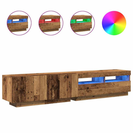 vidaXL Tv-meubel met LED 200x35x40 cm bewerkt hout oud hout afbeelding2 - 1