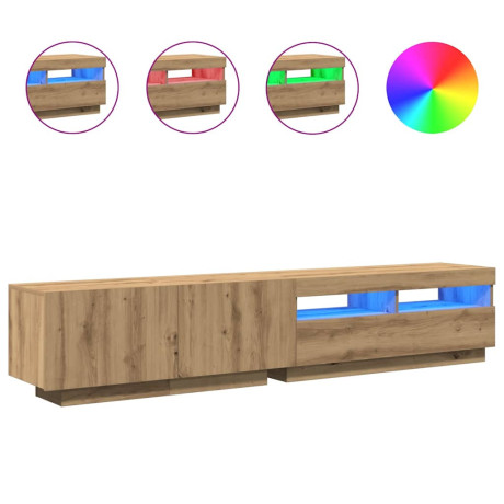 vidaXL Tv-meubel met LED 200x35x40 cm bewerkt hout artisanaal eiken afbeelding2 - 1