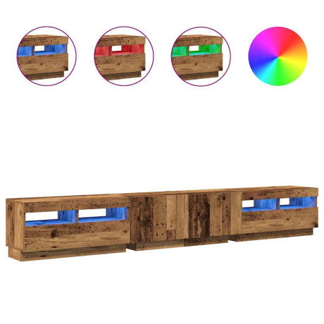 vidaXL Tv-meubel met LED 260x35x40 cm bewerkt hout oud hout afbeelding2 - 1