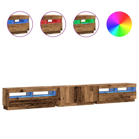 vidaXL Tv-meubel met LED 300x35x40 cm bewerkt hout oud hout afbeelding2 - 1