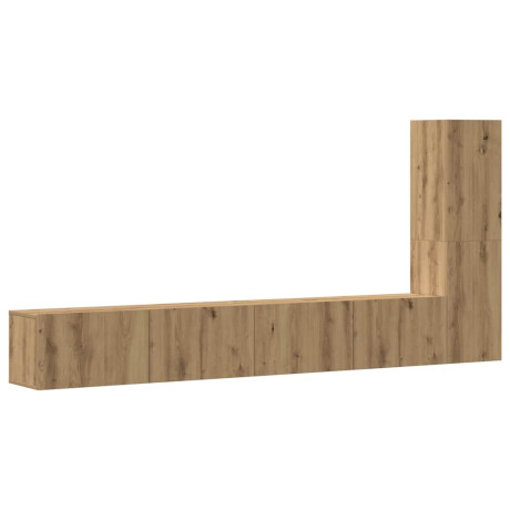 vidaXL 3-delig Tv-meubelset wandmontage bewerkt hout artisanaal eiken afbeelding2 - 1