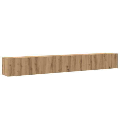 vidaXL 3-delig Tv-meubelset wandmontage bewerkt hout artisanaal eiken afbeelding2 - 1
