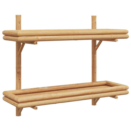 vidaXL Wandplank met plank Wandgemonteerd Bruin 75 x 26 x 60 cm Bamboe afbeelding2 - 1