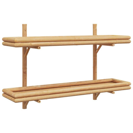 vidaXL Wandplank met plank met opslag Bruin 100 x 26 x 60 cm Bamboe afbeelding2 - 1