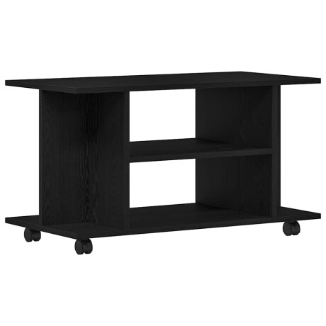 vidaXL TV-meubel met wielen Zwarte eik 80x40x45 cm Engineered Wood afbeelding2 - 1