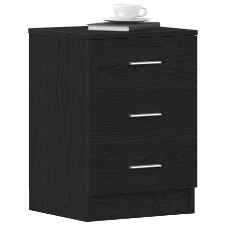 vidaXL Nachtkastje Zwart Eiken 38x35x55 cm Bewerkt Hout afbeelding2 - 1