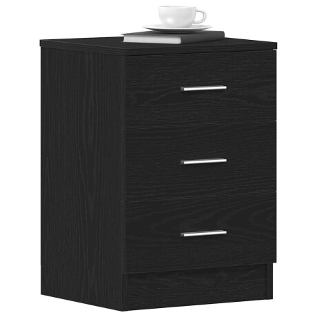vidaXL Nachtkastjes 2 stuks Zwart Eiken 38x35x55 cm Bewerkt Hout afbeelding2 - 1