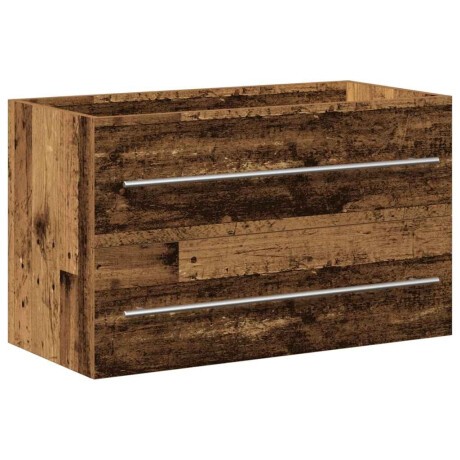 vidaXL Badkamer wastafelkast oud hout 80x38,5x48 cm bewerkt hout afbeelding2 - 1