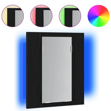 vidaXL LED badkamerspiegelkast zwart eiken 40x12x45 cm bewerkt hout afbeelding2 - 1